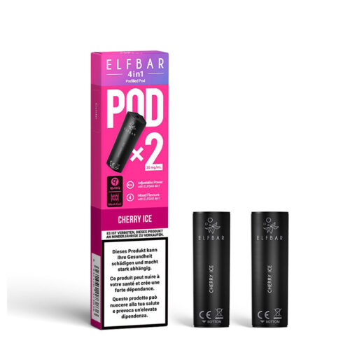 ELFBAR 4in1 Cherry Ice Pods – 2er Pack mit je 2ml E-Liquid für das Elfbar 4in1 Kit – Geschmack: eisgekühlte Kirsche