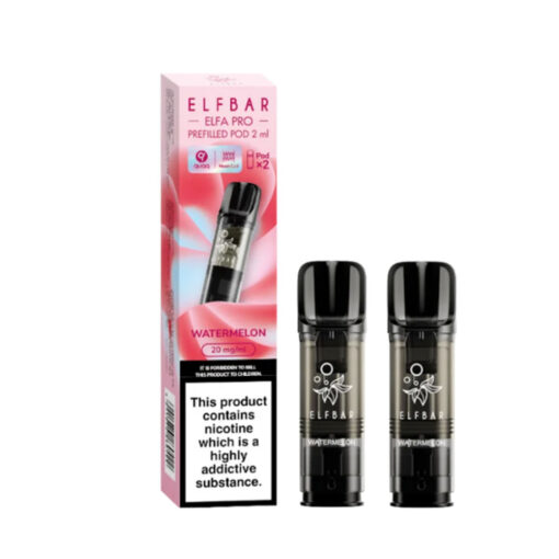 ELFBAR ELFA Pro Pods Watermelon – 2er Pack mit je 2ml Nikotinsalz-E-Liquid, Geschmack: saftige Wassermelone, kompatibel mit ELFA Pro Gerät