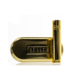 Clipper Metal Gold Feuerzeug aus Metall in edler Goldoptik mit nachfüllbarem Gasbehälter.