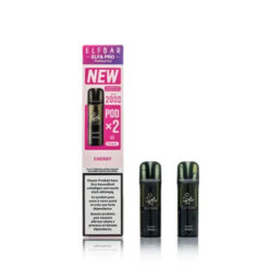 ELFBAR ELFA Pro V2 Cherry Pods mit 20 mg Nikotinsalz im 2er-Pack mit süssem Kirschgeschmack.