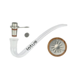 Lotus Vaporizer Olive aus Holz mit handlichem Design und Edelstahl-Heizkappe für die manuelle Kräuterverdampfung.