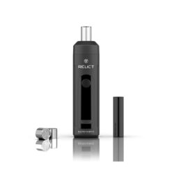 Norddampf Relict Vaporizer in Deep Black mit OLED-Display, Glasmundstück und kompakter Bauweise.